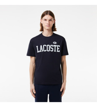 Lacoste T-shirt med kontrastfrgat tryck i marinbltt