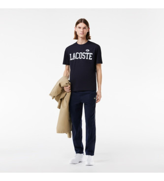 Lacoste T-Shirt mit marineblauem Kontrastdruck