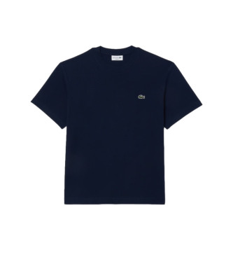 Lacoste T-shirt med klassisk skrning i marinbl bomullstrik