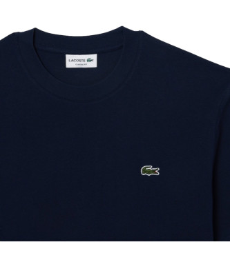 Lacoste T-shirt med klassisk skrning i marinbl bomullstrik