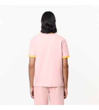 Lacoste T-shirt com pormenor rosa contrastante