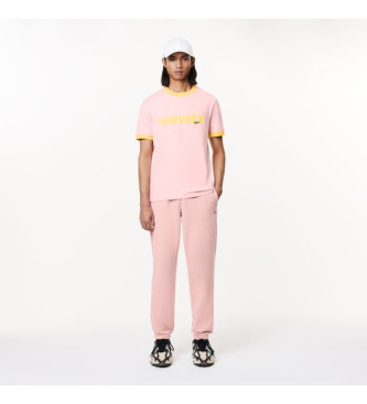 Lacoste T-shirt med pink kontrastdetaljer