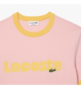 Lacoste T-shirt met contrasterende roze details