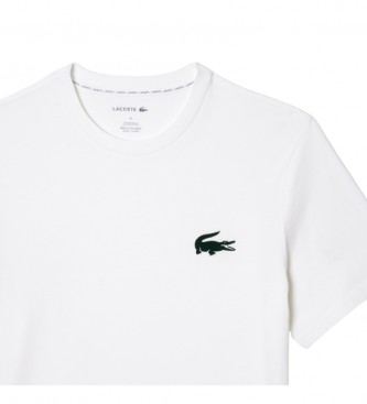 Lacoste Weies Strick-T-Shirt aus recycelter Baumwolle