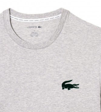 Lacoste Graues Strick-T-Shirt aus recycelter Baumwolle