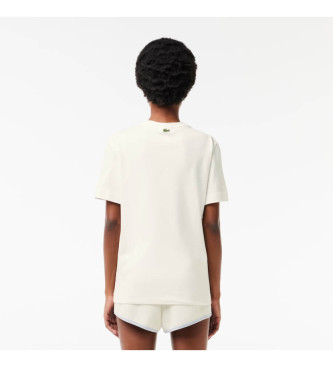Lacoste T-shirt bianca con stampa del marchio