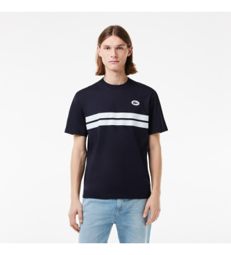Lacoste T-SHIRT HERITAGE IN COTONE CON STAMPA BLU NAVY