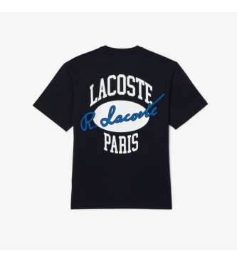 Lacoste HERITAGE BOMULDS T SHIRT MED NAVY TRYK