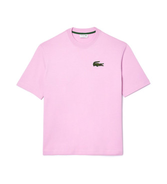 Lacoste T-shirt de corte largo cor-de-rosa