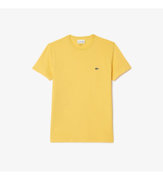 Lacoste Żółty bawełniany T-shirt z dzianiny