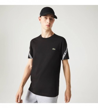 Lacoste T-shirt de ajuste regular com listras estampadas a preto
