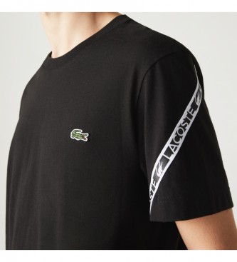 Lacoste Regular Fit T-Shirt mit aufgedruckten Streifen schwarz