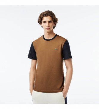 Lacoste Pletena majica rednega kroja z rjavo blok barvo