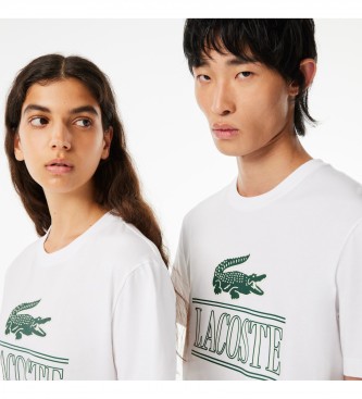 Lacoste Regular fit white chunky knitted cotton t-shirt