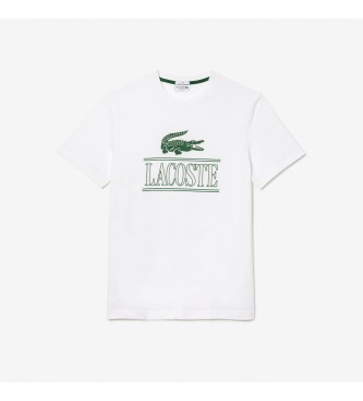 Lacoste Regular fit white chunky knitted cotton t-shirt