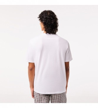 Lacoste T-shirt de malha branca de ajuste descontrado