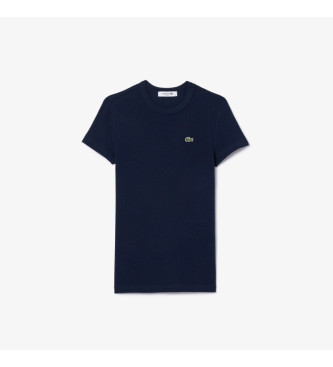 Lacoste T-shirt Slim Fit em malha canelada azul-marinho