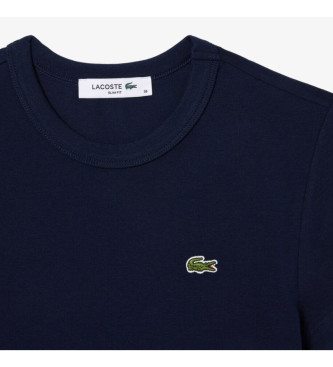 Lacoste T-shirt med smal passform i marinbl ribbstickad kvalitet