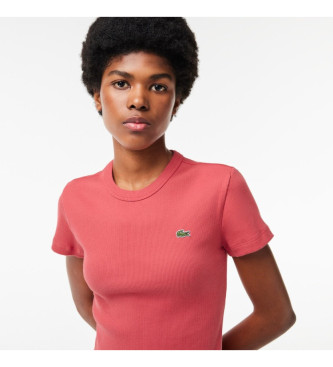 Lacoste T-shirt de corte justo cor-de-rosa
