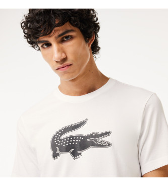 Lacoste T-shirt sportiva in coccodrillo 3D bianco