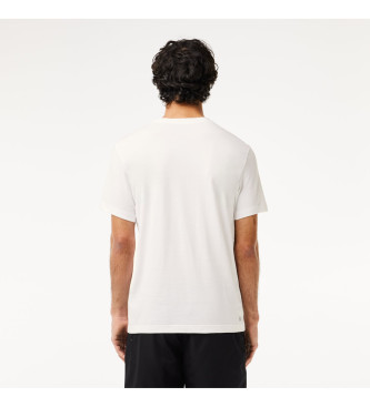 Lacoste T-shirt sportiva in coccodrillo 3D bianco