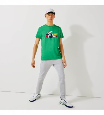 Lacoste T-shirt Sport Patchwork vert