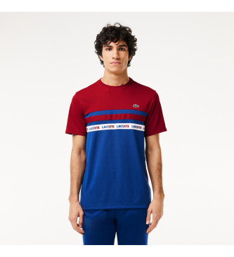 Lacoste T-shirt Ultra Dry con righe e logo blu, rossa