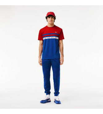 Lacoste T-shirt Ultra Dry con righe e logo blu, rossa