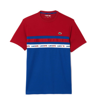 Lacoste Majica Ultra Dry Stripe & Logo modra, rdeča