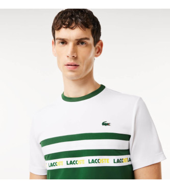 Lacoste Koszulka Ultra Dry z białym paskiem i logo, zielona