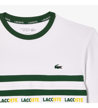 Lacoste Ultra Dry T-shirt met witte streep en logo, groen