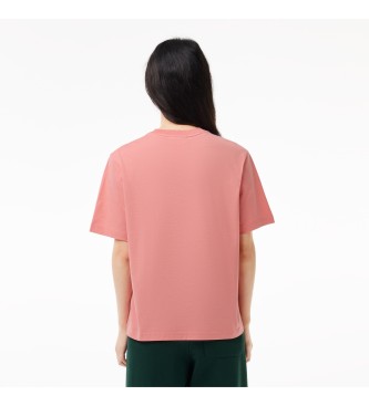 Lacoste T-shirt Pima de corte descontrado cor-de-rosa