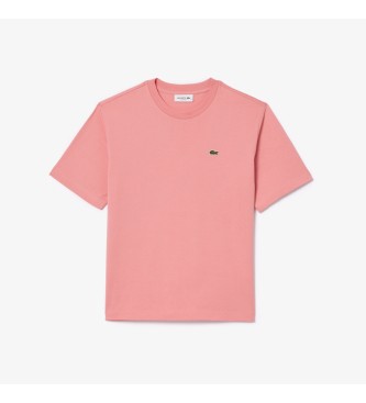 Lacoste T-shirt Pima de corte descontrado cor-de-rosa