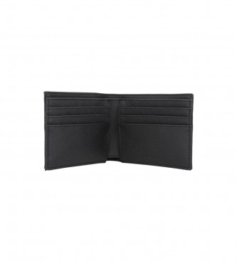 Lacoste Črna usnjena denarnica s karirastim vzorcem
