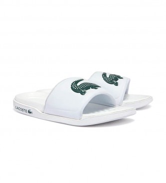 Lacoste White logo flip-flops