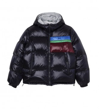 Lacoste Reversible down jacket with black, navy colour block touches