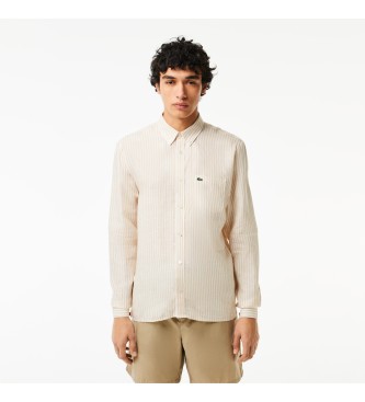 Lacoste Beige skjorta i linne med normal passform