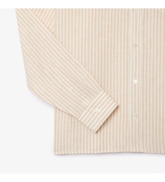 Lacoste Beige skjorta i linne med normal passform