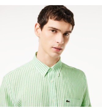 Lacoste Lanena srajca rednega kroja zelene barve