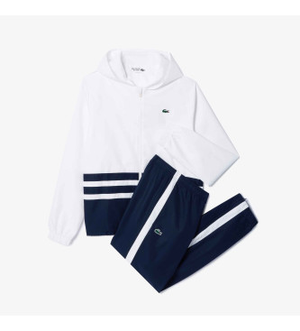 Lacoste Sportowy dres tenisowy z białym, niebieskim wzorem blokowym