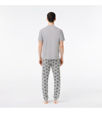 Lacoste Set pigiama in maglia elasticizzata grigia