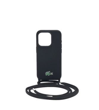 Lacoste iPhone 15 Pro svart fodral med krokodiltryck