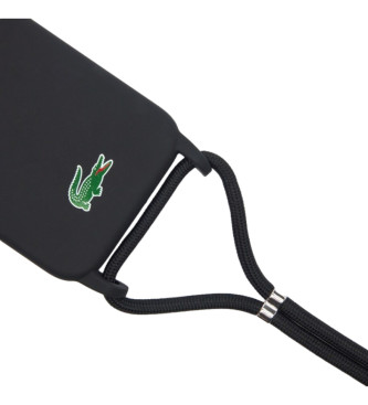 Lacoste iPhone 15 Pro Tasche mit schwarzem Krokodildruck