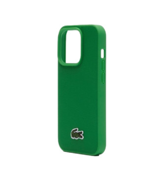 Lacoste iPhone 15 Pro case green pique effect