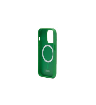 Lacoste Capa para iPhone 15 Pro efeito pique verde