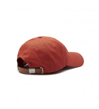 Lacoste Red Cotton Oversized Cap with Strap and Crocodile Oversized 