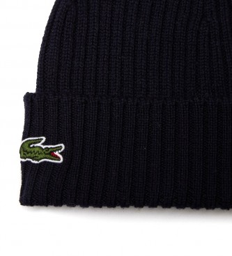 Lacoste Navy ribbed wool cap