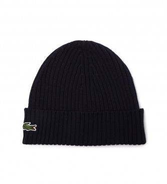 Lacoste Black ribbed wool cap