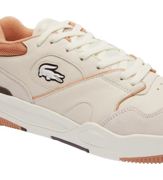 Lacoste Lineshot beige leather contrast trainers