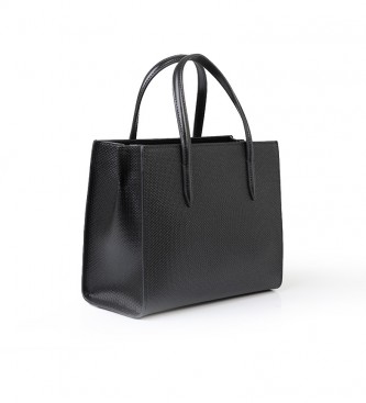 Lacoste Black leather tote bag -26.5x21.5x21.5x12.5cm